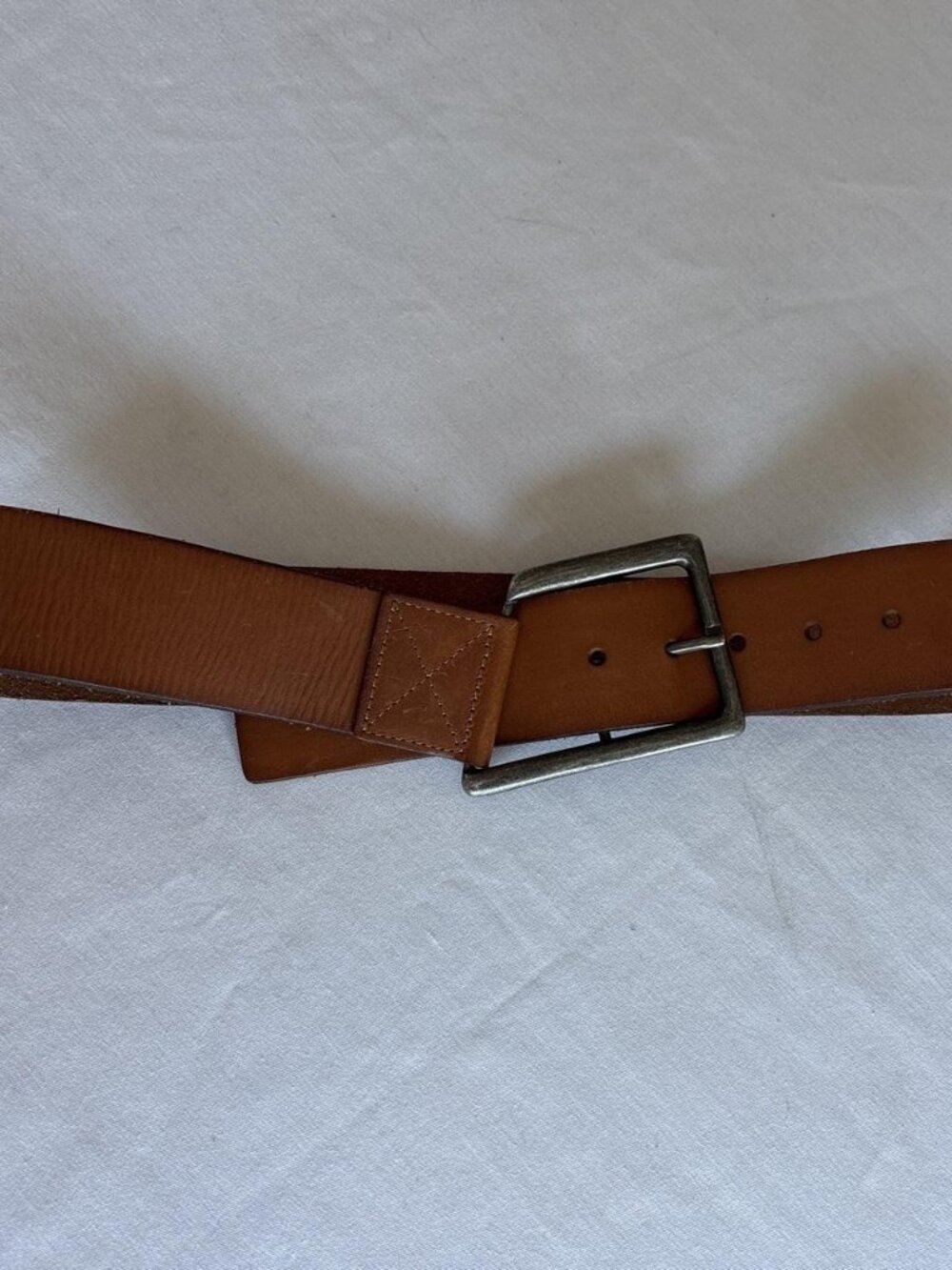 Y2K Linea Pelle Vintage Cognac Brown Wide Leather Belt Geometric Silver Buckle